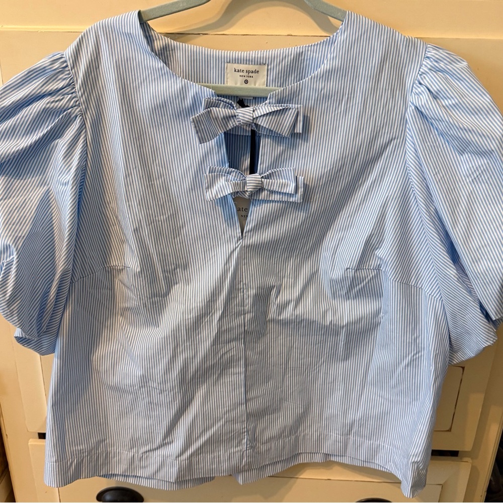 Kate Spade x Target Stripe Puff Short Sleeve Blouse - Picture 4 of 7
